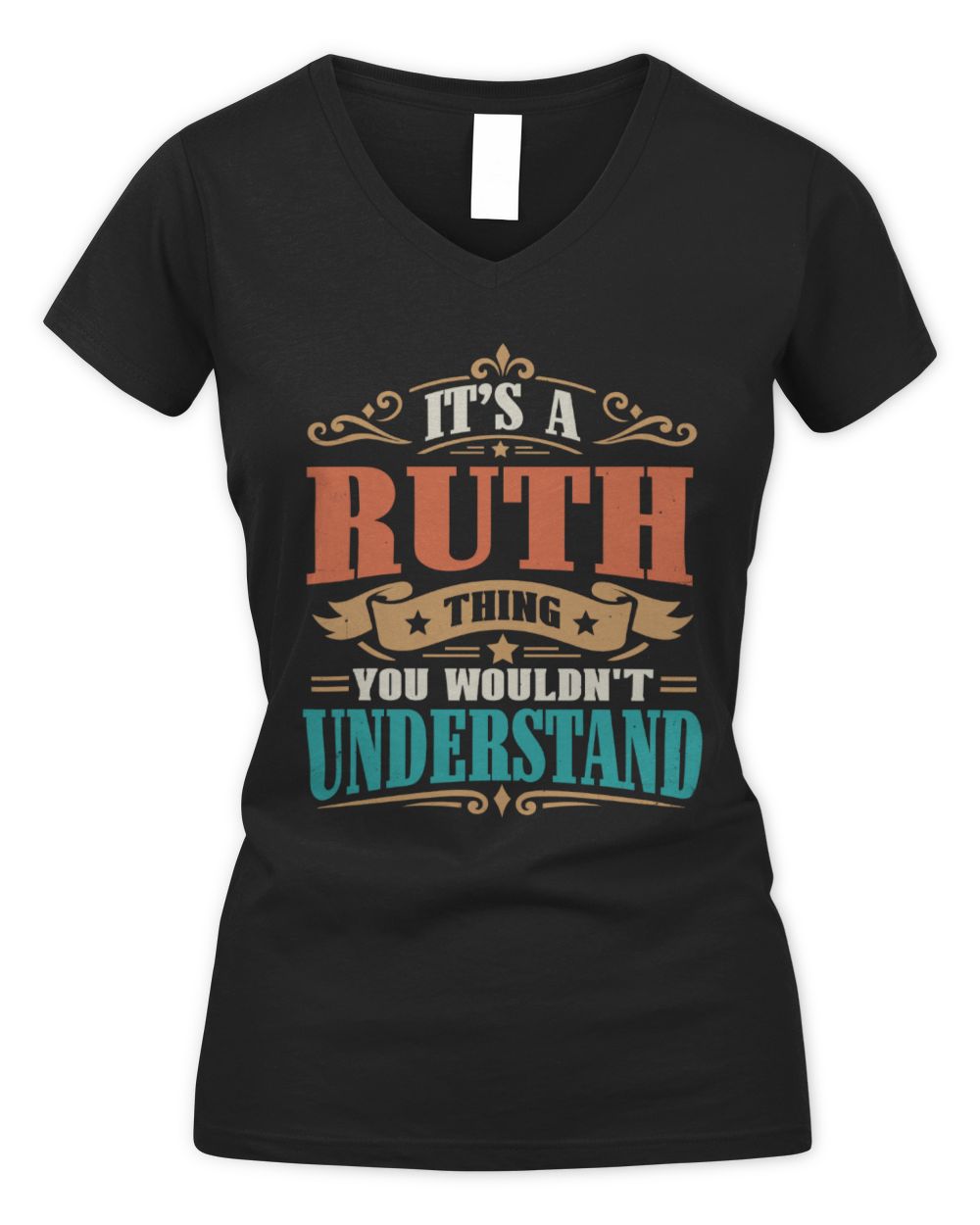 It’s a Name Thing Personalized Retro T-Shirt RUTH M1-47 / Women's V-Neck T-Shirt / black