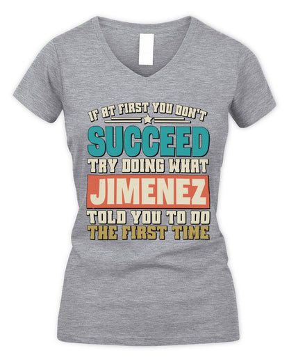If at First You Don't Succeed Funny Vintage Shirt JIMENEZ M1-53 / Women's V-Neck T-Shirt / sport grey