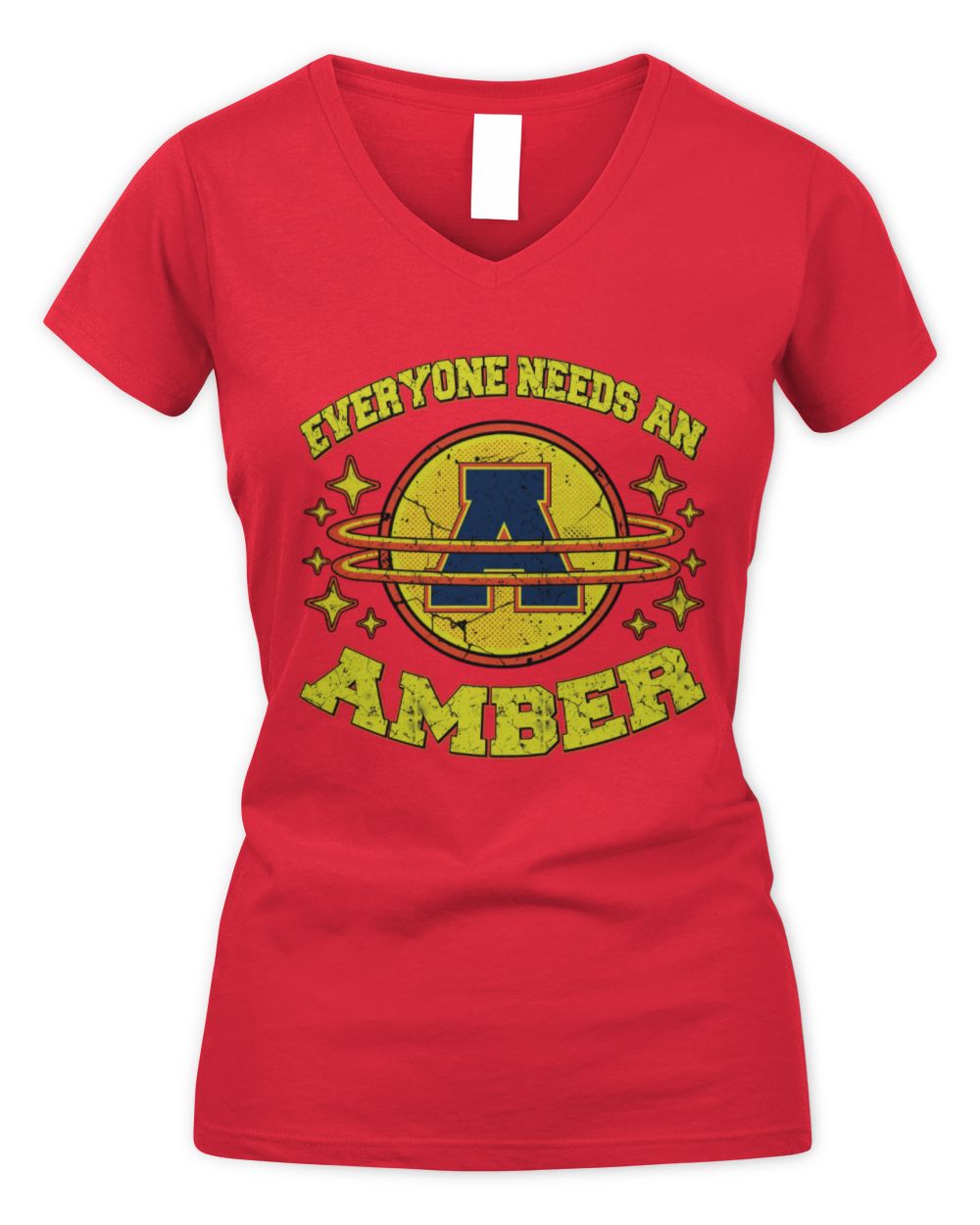Everyone Needs a Your Name Shirt AMBER M1-76 / Women's V-Neck T-Shirt / red