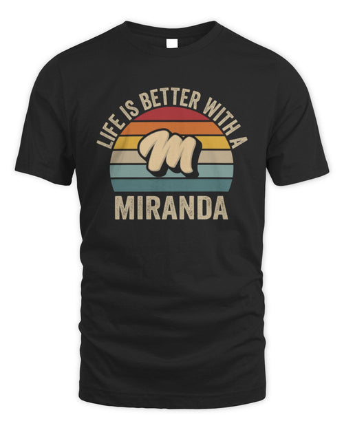 Life Is Better with Name Vintage Sun Shirt MIRANDA M1-50 / Unisex Standard T-Shirt / black