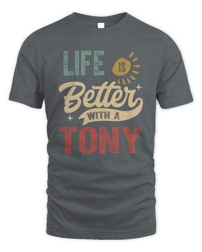 Life Is Better With a Name Personalized Retro T-Shirt TONY-48 / Unisex Standard T-Shirt / charcoal