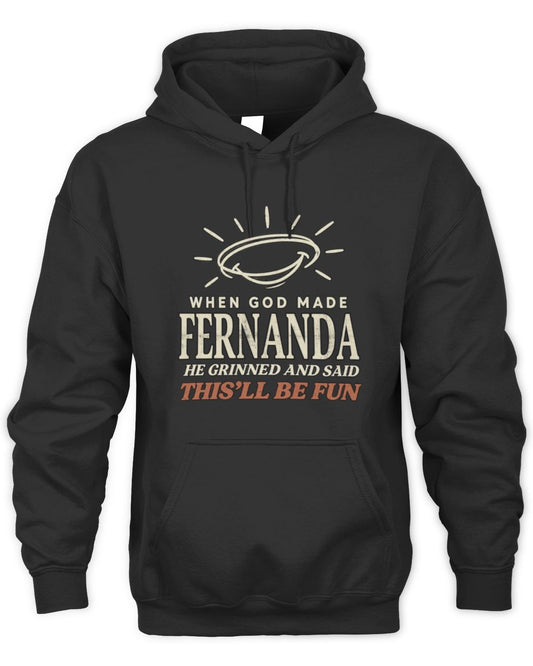 When God Made Your Name Funny Western T-Shirt T-Shirt FERNANDA M1-S82 / Unisex Hoodie / black