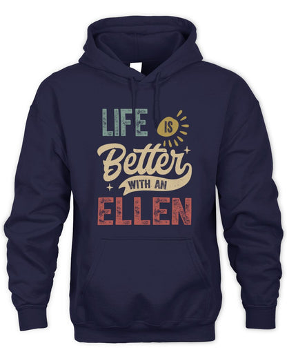Life Is Better With a Name Personalized Retro T-Shirt ELLEN-48 / Unisex Hoodie / navy