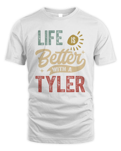 Life Is Better With a Name Personalized Retro T-Shirt TYLER-48 / Unisex Standard T-Shirt / white