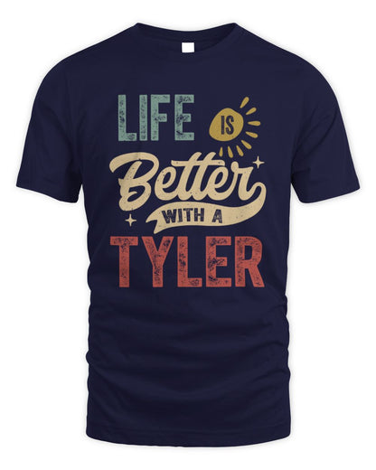 Life Is Better With a Name Personalized Retro T-Shirt TYLER-48 / Unisex Standard T-Shirt / navy