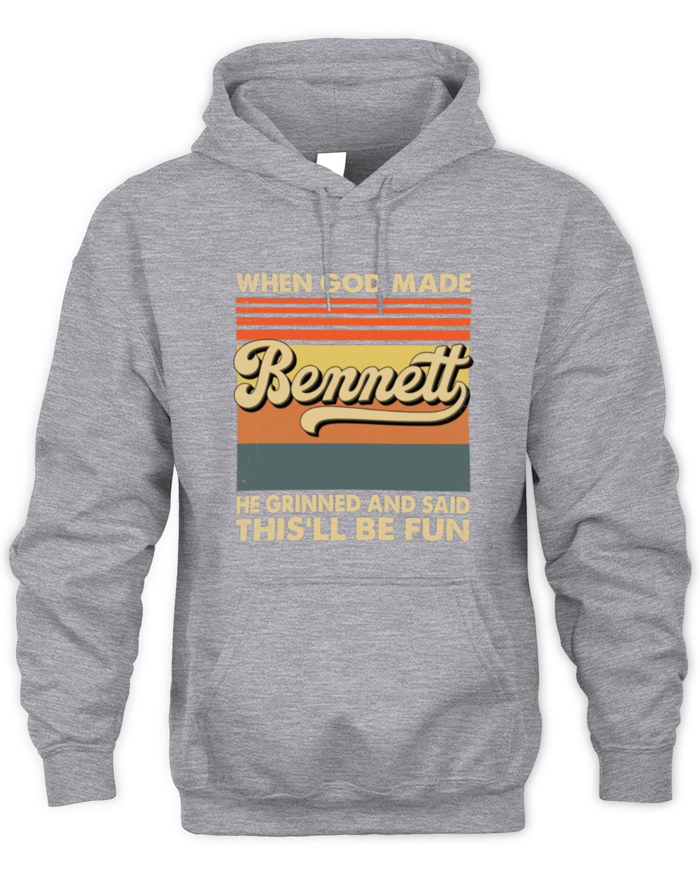 When God Made Your Name He Grinned Vintage T-Shirt BENNETT M1-55 / Unisex Hoodie / sport grey