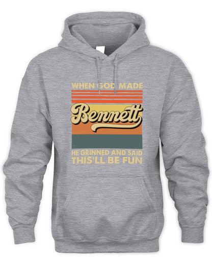 When God Made Your Name He Grinned Vintage T-Shirt BENNETT M1-55 / Unisex Hoodie / sport grey