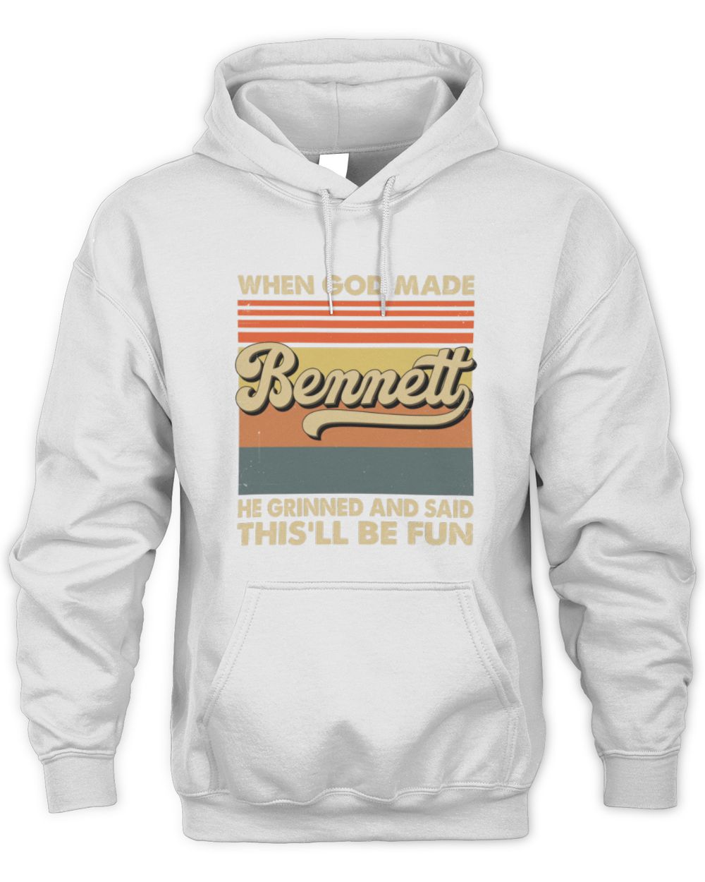 When God Made Your Name He Grinned Vintage T-Shirt BENNETT M1-55 / Unisex Hoodie / white