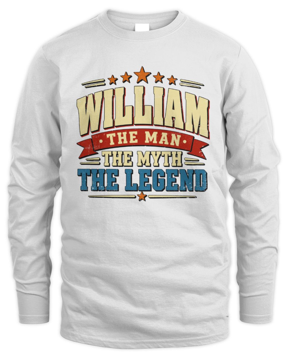 The Man The Myth The Legend Ribbon Vintage T-Shirt WILLIAM M1-56 / Men's Long Sleeved T-Shirt / white