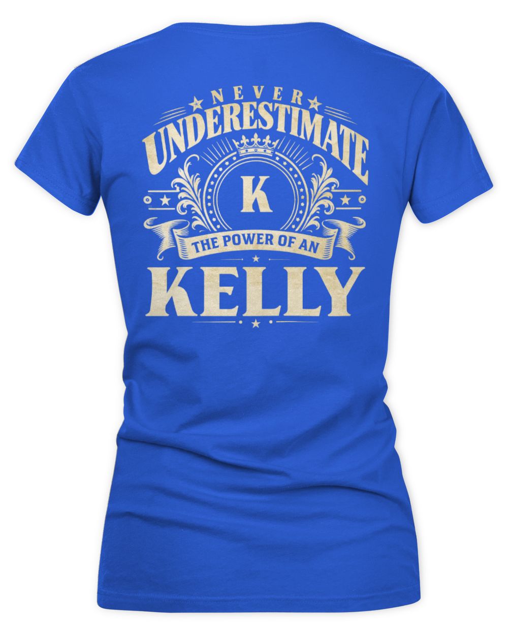Never Underestimate Your Name Luxury Logo Shirt KELLY M1-63 / Women's V-Neck T-Shirt / royal