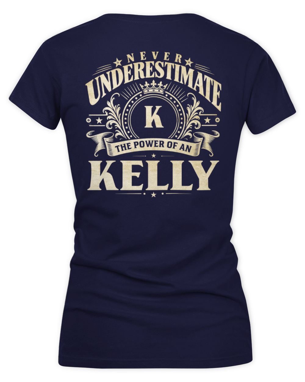 Never Underestimate Your Name Luxury Logo Shirt KELLY M1-63 / Women's V-Neck T-Shirt / navy