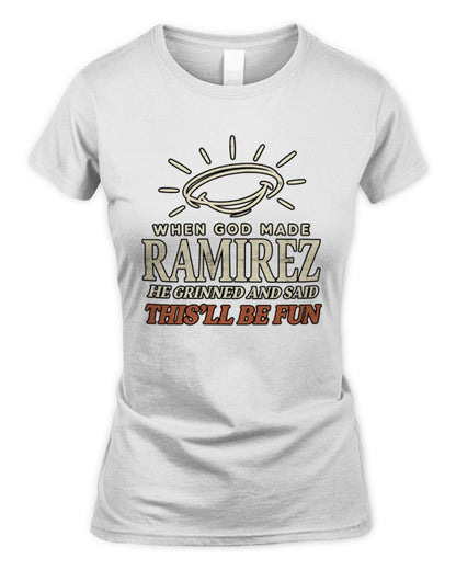 When God Made Your Name Funny Western T-Shirt T-Shirt RAMIREZ M1-S82 / Women's Standard T-Shirt / white