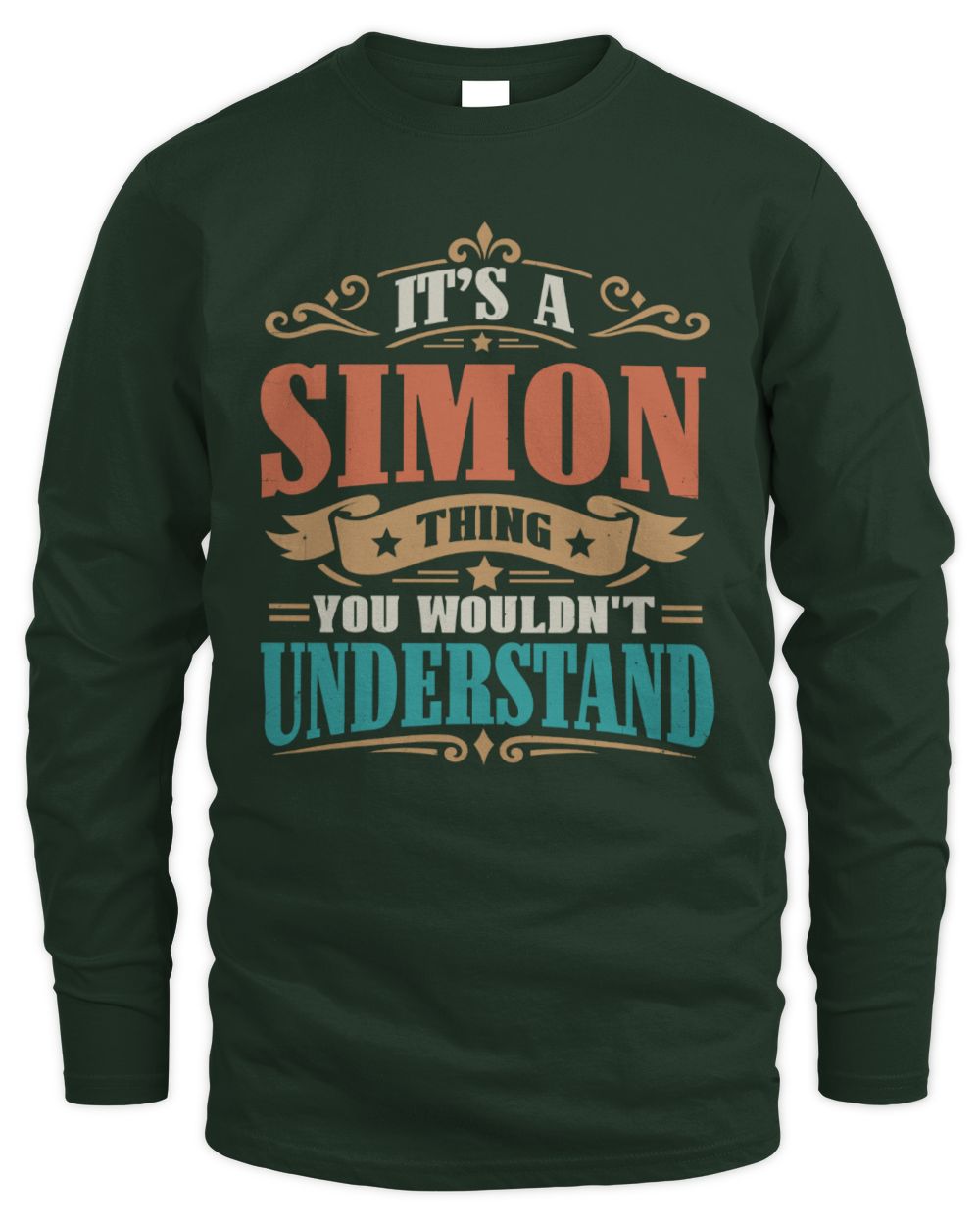 It’s a Name Thing Personalized Retro T-Shirt SIMON M1-47 / Men's Long Sleeved T-Shirt / forest green