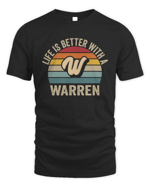 Life Is Better with Name Vintage Sun Shirt WARREN M1-50 / Unisex Standard T-Shirt / black