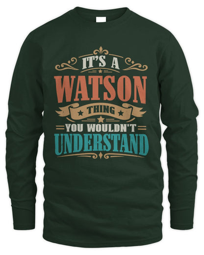 It’s a Name Thing Personalized Retro T-Shirt WATSON M1-47 / Men's Long Sleeved T-Shirt / forest green