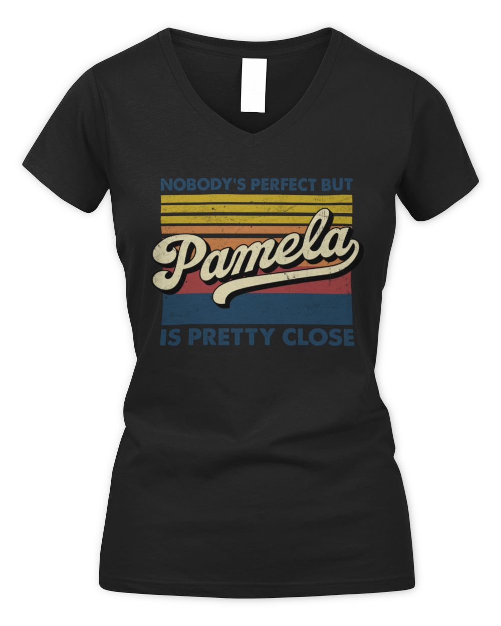 Nobody's Perfect But Your Name Is Pretty Close Retro Shirt PAMELA M1-65 / Women's V-Neck T-Shirt / black