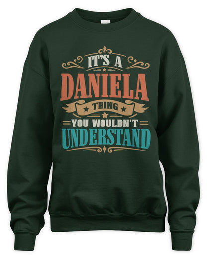 It’s a Name Thing Personalized Retro T-Shirt DANIELA M1-47 / Unisex Sweatshirt / forest green