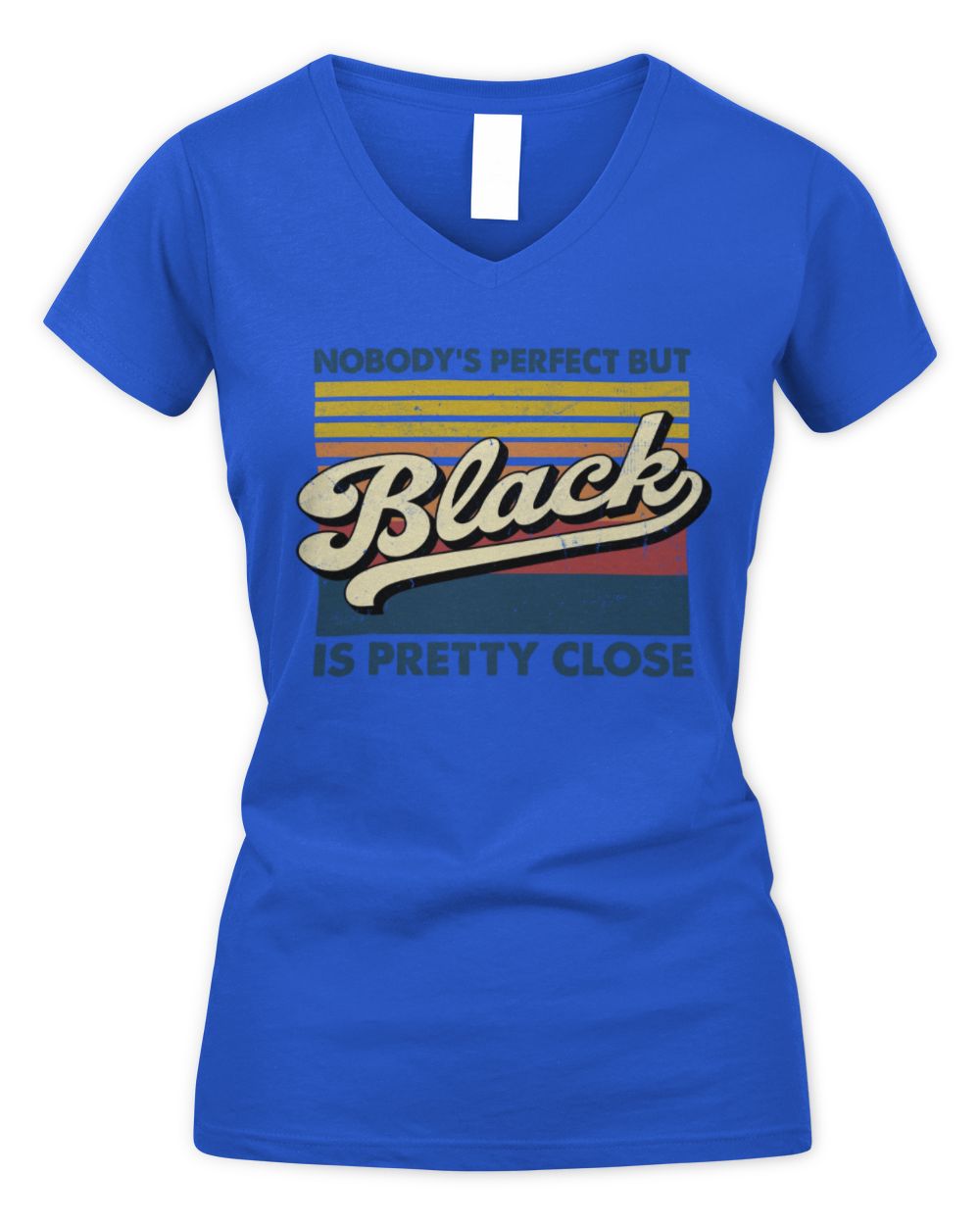 Nobody's Perfect But Your Name Is Pretty Close Retro Shirt BLACK M1-65 / Women's V-Neck T-Shirt / royal