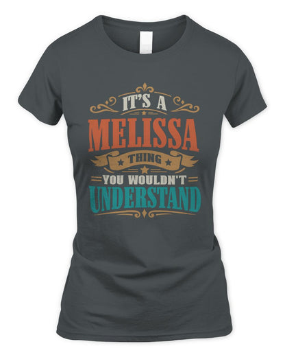 It’s a Name Thing Personalized Retro T-Shirt MELISSA M1-47 / Women's Standard T-Shirt / charcoal