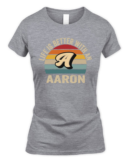 Life Is Better with Name Vintage Sun Shirt AARON M1-50 / Women's Standard T-Shirt / sport grey