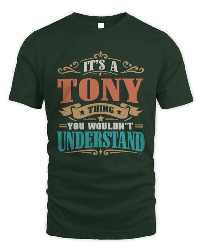 It’s a Name Thing Personalized Retro T-Shirt TONY M1-47 / Unisex Standard T-Shirt / forest green