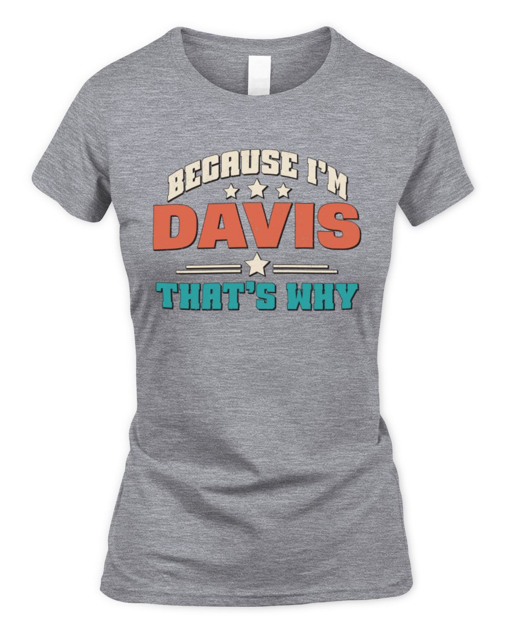 Because I'm Name That's Why Personalized Retro Shirt DAVIS-49 / Women's Standard T-Shirt / sport grey