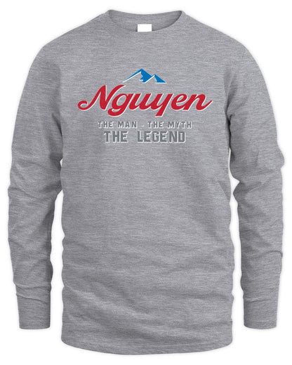 The Man The Myth The Legend Coors Light Beer T-Shirt NGUYEN M1-S84 / Men's Long Sleeved T-Shirt / sport grey