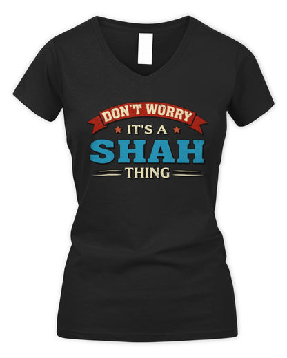 Don't Worry It's a Your Name Thing Funny Retro T-Shirt SHAH M1-57 / Women's V-Neck T-Shirt / black