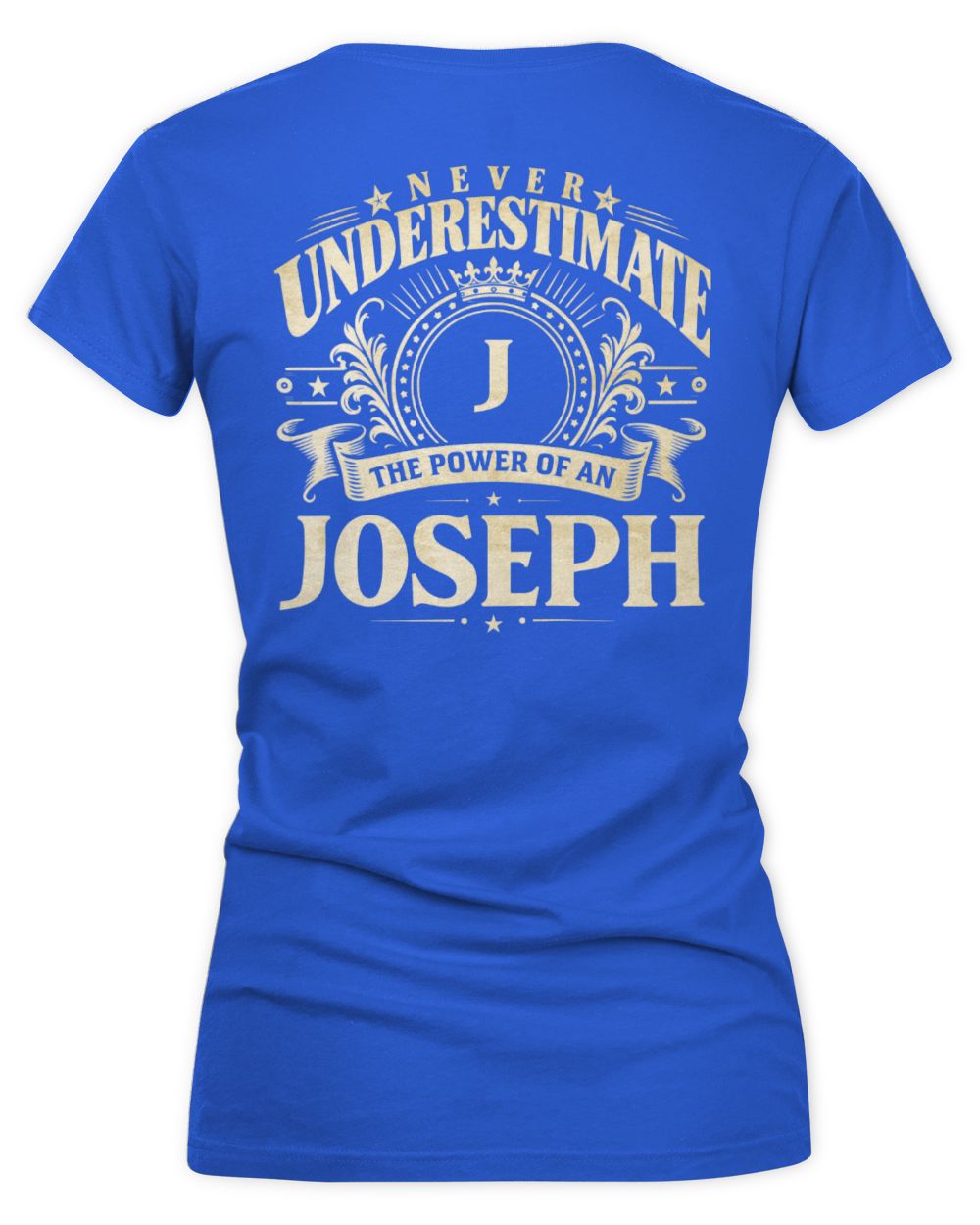 Never Underestimate Your Name Luxury Logo Shirt JOSEPH M1-63 / Women's V-Neck T-Shirt / royal