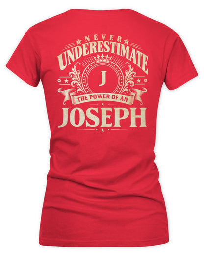Never Underestimate Your Name Luxury Logo Shirt JOSEPH M1-63 / Women's V-Neck T-Shirt / red