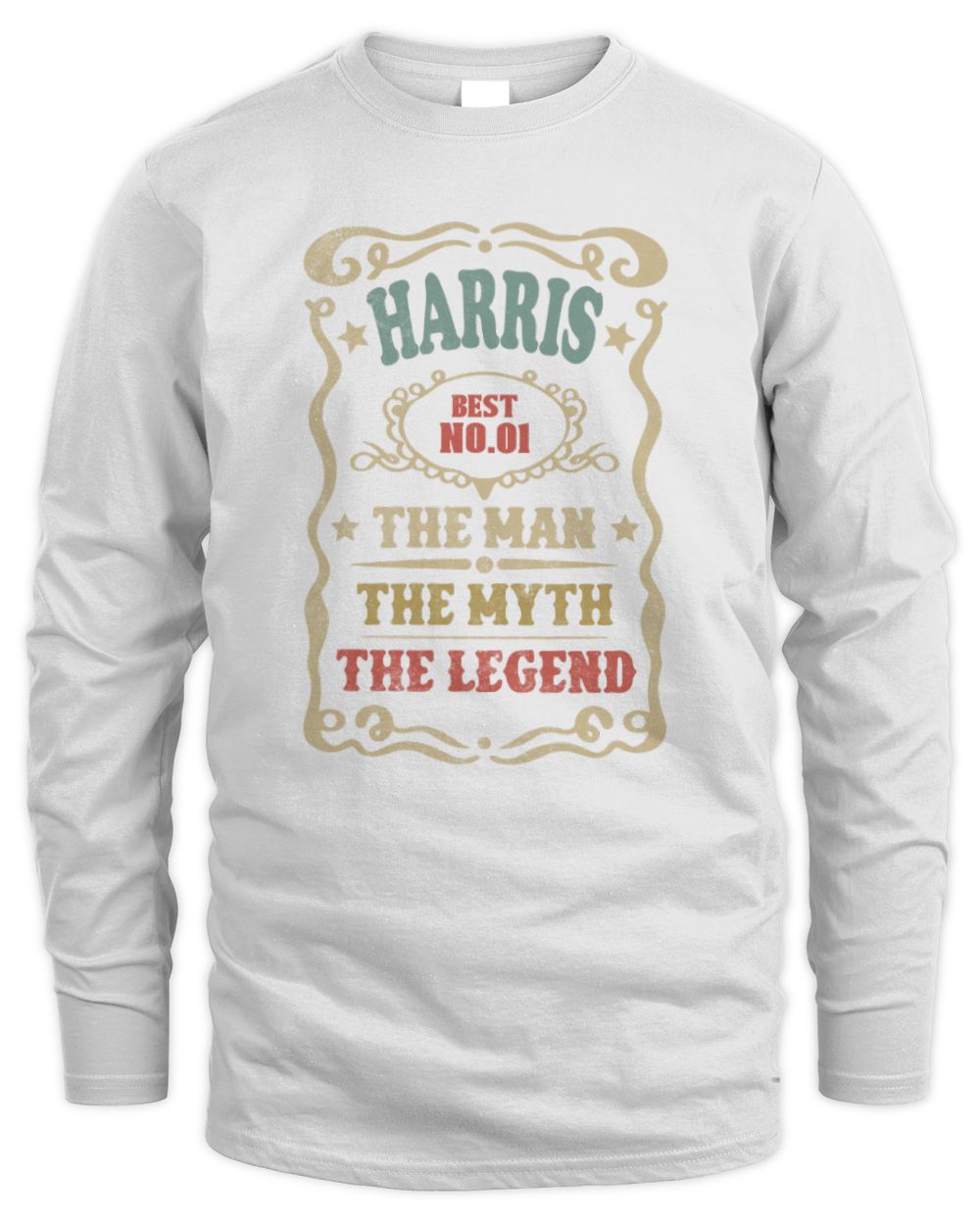 The Man The Myth The Legend Vintage Gold Wine Shirt HARRIS M1-52 / Men's Long Sleeved T-Shirt / white