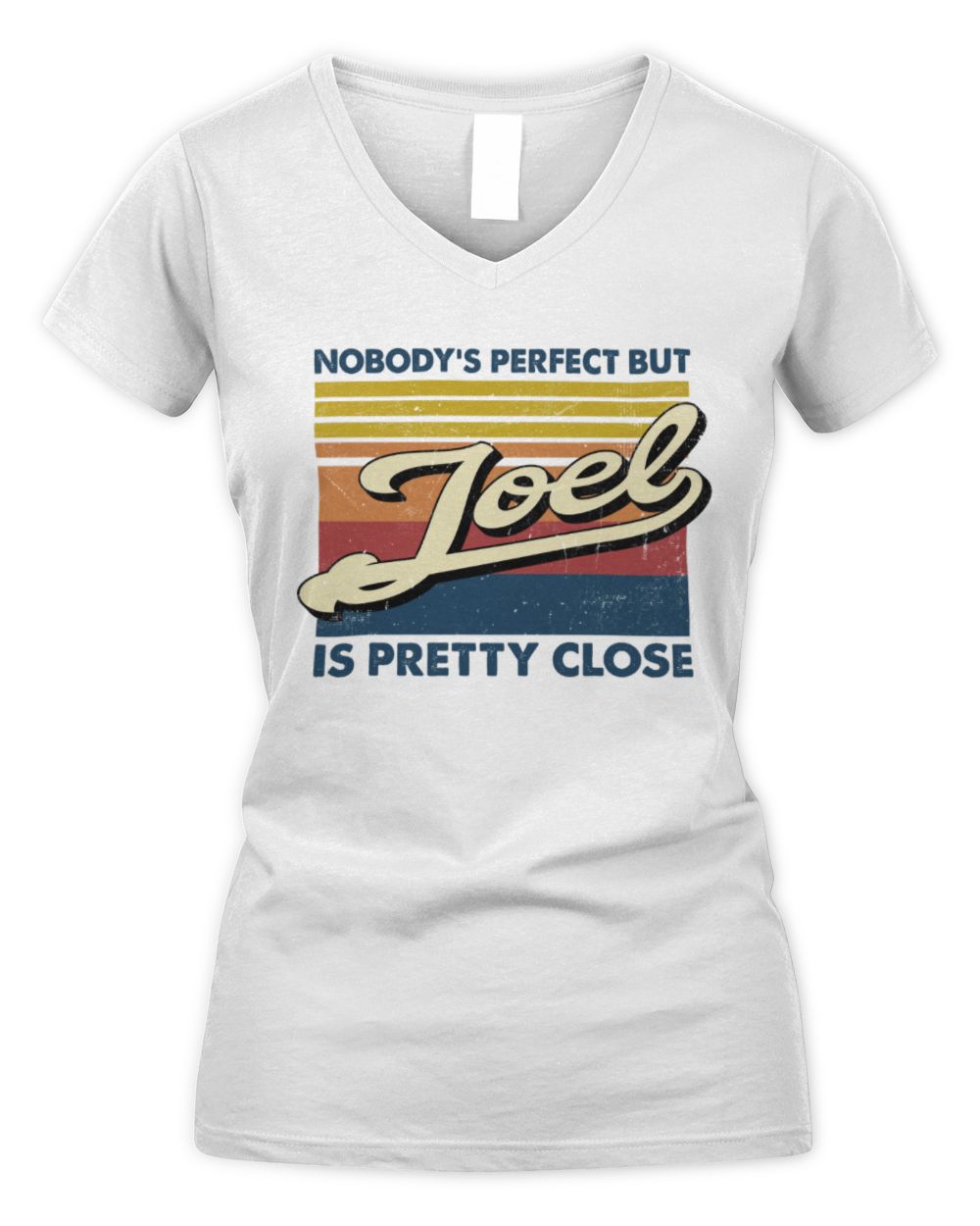 Nobody's Perfect But Your Name Is Pretty Close Retro Shirt JOEL M1-65 / Women's V-Neck T-Shirt / white