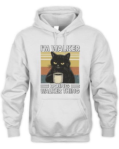 I'm Name Doing Name Thing Grumpy Black Cat Shirt WALKER M1-79 / Unisex Hoodie / white