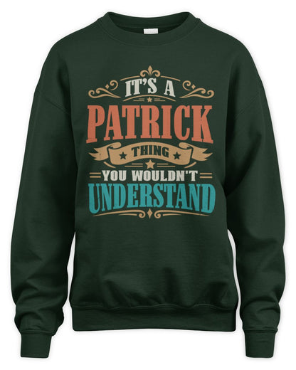 It’s a Name Thing Personalized Retro T-Shirt PATRICK M1-47 / Unisex Sweatshirt / forest green