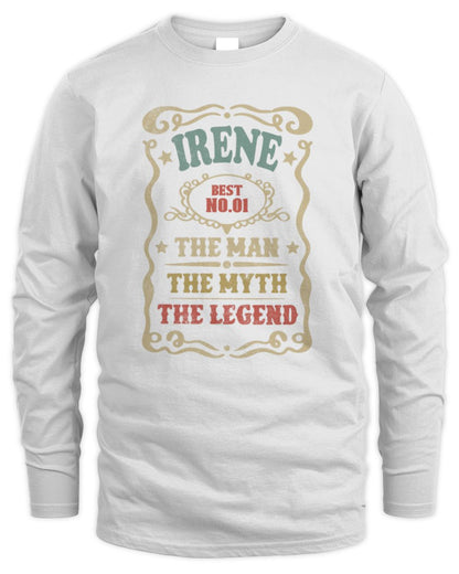 The Man The Myth The Legend Vintage Gold Wine Shirt IRENE M1-52 / Men's Long Sleeved T-Shirt / white