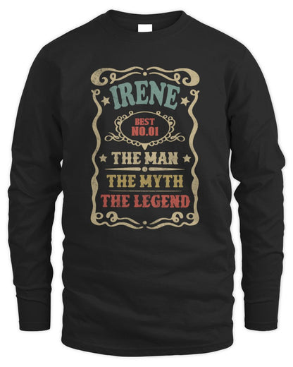 The Man The Myth The Legend Vintage Gold Wine Shirt IRENE M1-52 / Men's Long Sleeved T-Shirt / black