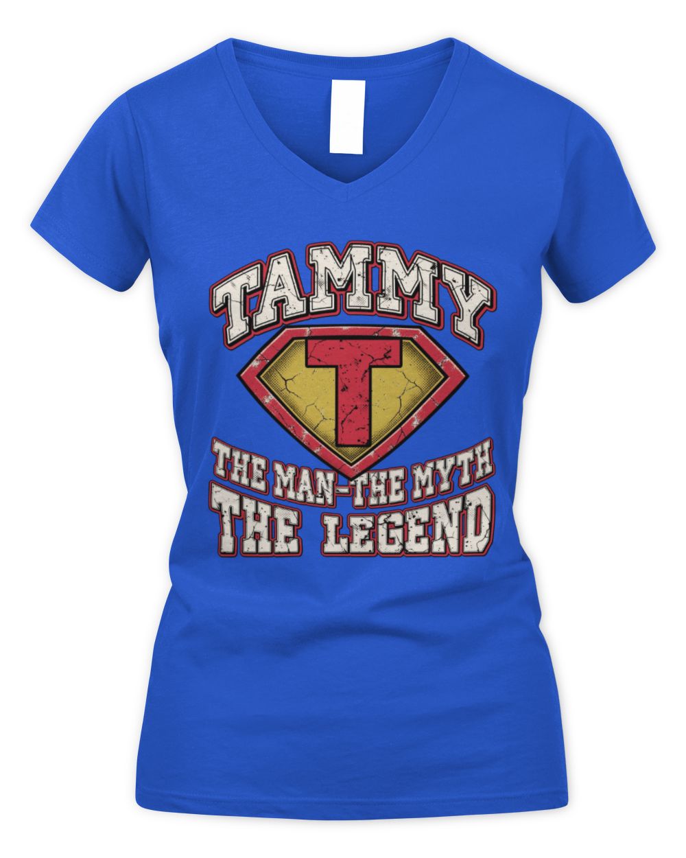 The Man The Myth The Legend Superman Graphic T-Shirt TAMMY M1-74 / Women's V-Neck T-Shirt / royal