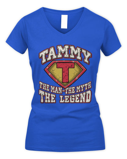 The Man The Myth The Legend Superman Graphic T-Shirt TAMMY M1-74 / Women's V-Neck T-Shirt / royal