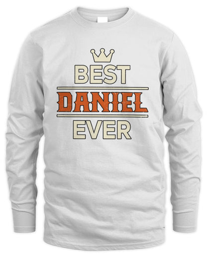 Best Your Name With Crown Shirt DANIEL M1-59 / Men's Long Sleeved T-Shirt / white