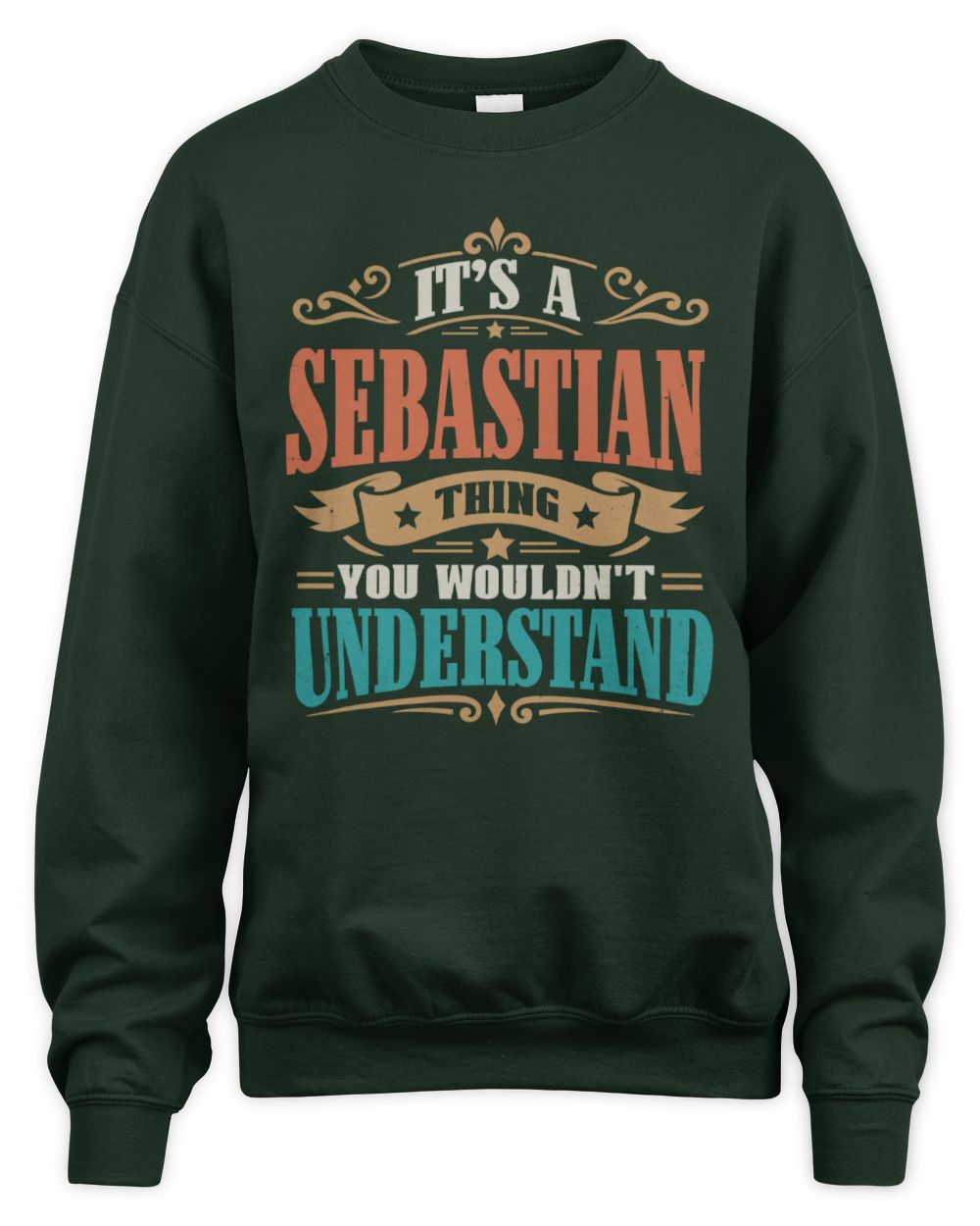 It’s a Name Thing Personalized Retro T-Shirt SEBASTIAN M1-47 / Unisex Sweatshirt / forest green