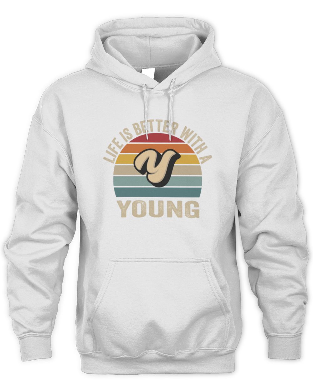 Life Is Better with Name Vintage Sun Shirt YOUNG M1-50 / Unisex Hoodie / white