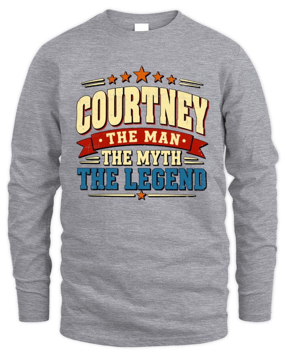 The Man The Myth The Legend Ribbon Vintage T-Shirt COURTNEY M1-56 / Men's Long Sleeved T-Shirt / sport grey