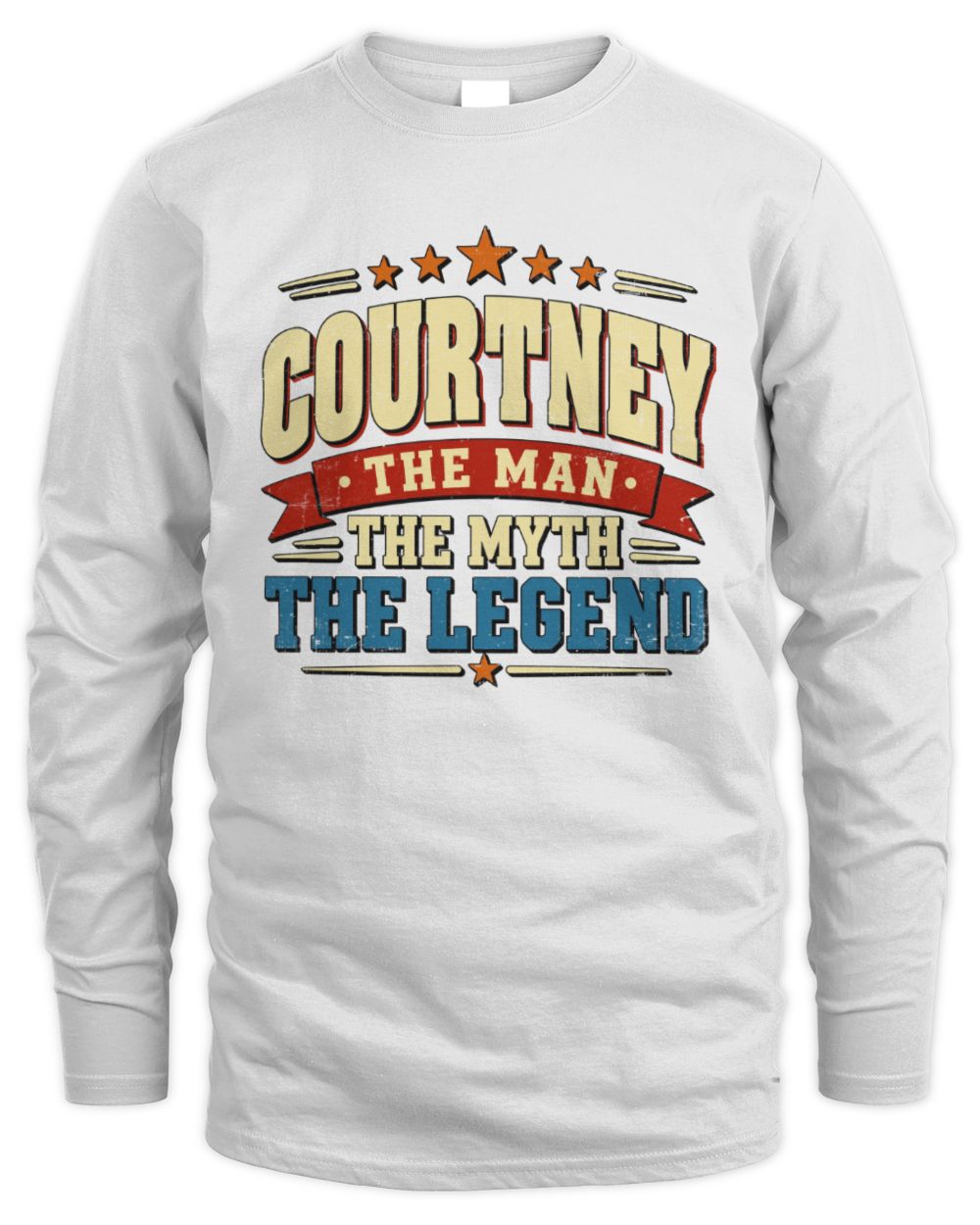The Man The Myth The Legend Ribbon Vintage T-Shirt COURTNEY M1-56 / Men's Long Sleeved T-Shirt / white