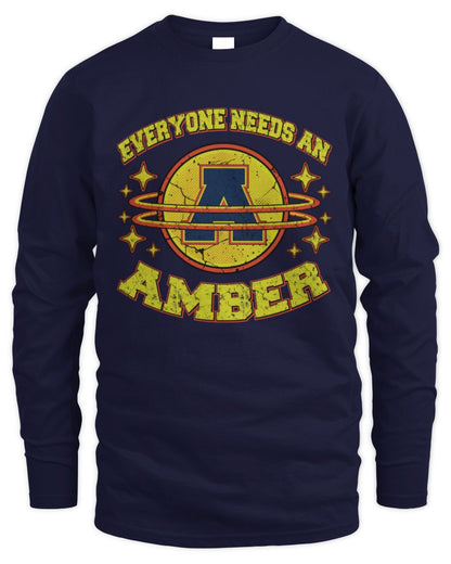 Everyone Needs a Your Name Shirt AMBER M1-76 / Men's Long Sleeved T-Shirt / navy