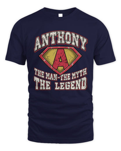 The Man The Myth The Legend Superman Graphic T-Shirt ANTHONY M1-74 / Unisex Standard T-Shirt / navy