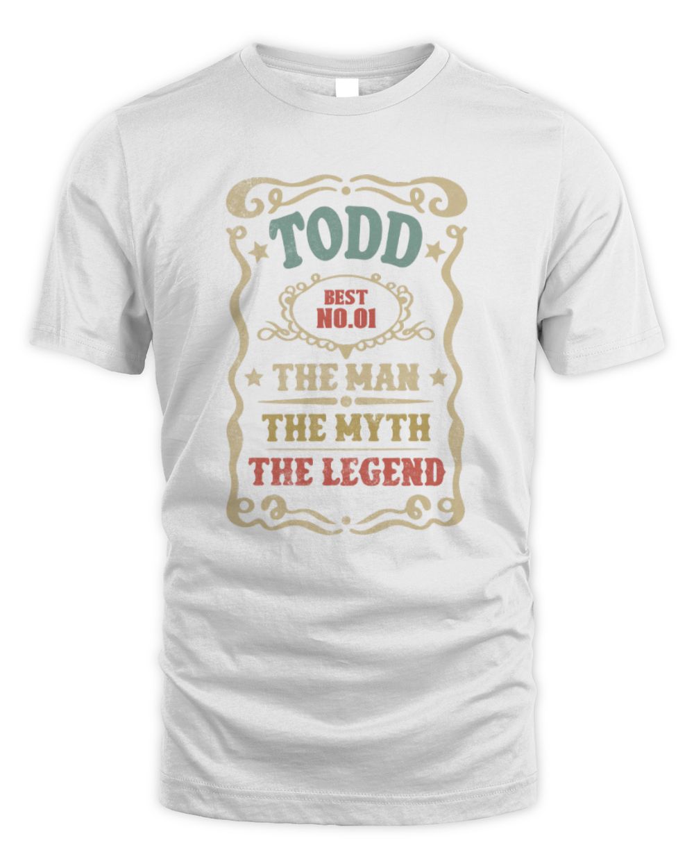 The Man The Myth The Legend Vintage Gold Wine Shirt TODD M1-52 / Unisex Standard T-Shirt / white