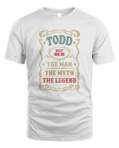 The Man The Myth The Legend Vintage Gold Wine Shirt TODD M1-52 / Unisex Standard T-Shirt / white