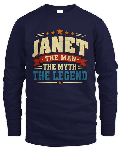 The Man The Myth The Legend Ribbon Vintage T-Shirt JANET M1-56 / Men's Long Sleeved T-Shirt / navy