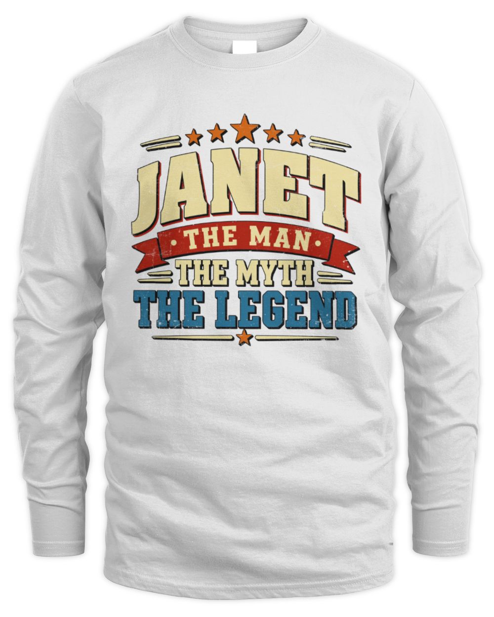 The Man The Myth The Legend Ribbon Vintage T-Shirt JANET M1-56 / Men's Long Sleeved T-Shirt / white