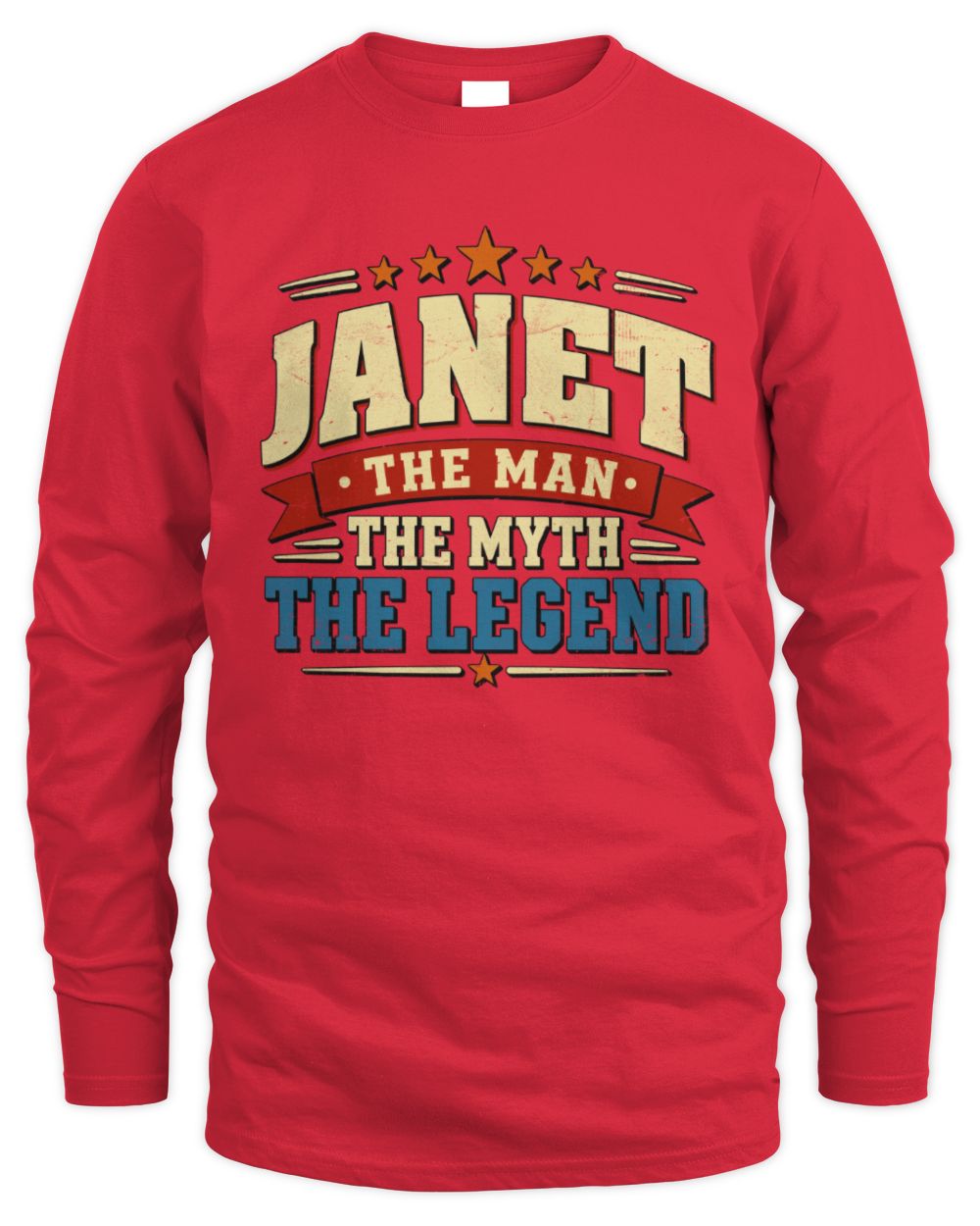 The Man The Myth The Legend Ribbon Vintage T-Shirt JANET M1-56 / Men's Long Sleeved T-Shirt / red